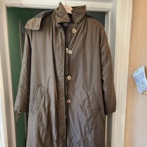 LandsEnd forest green women's long goose coat.